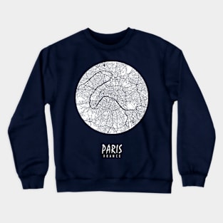 Paris, France City Map - Full Moon Crewneck Sweatshirt